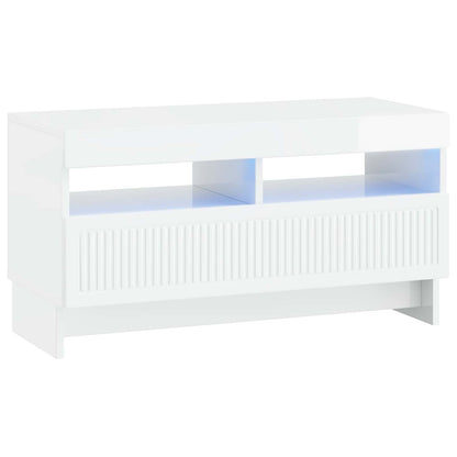 5 Piece LED TV Cabinet High Gloss White Engineered Wood