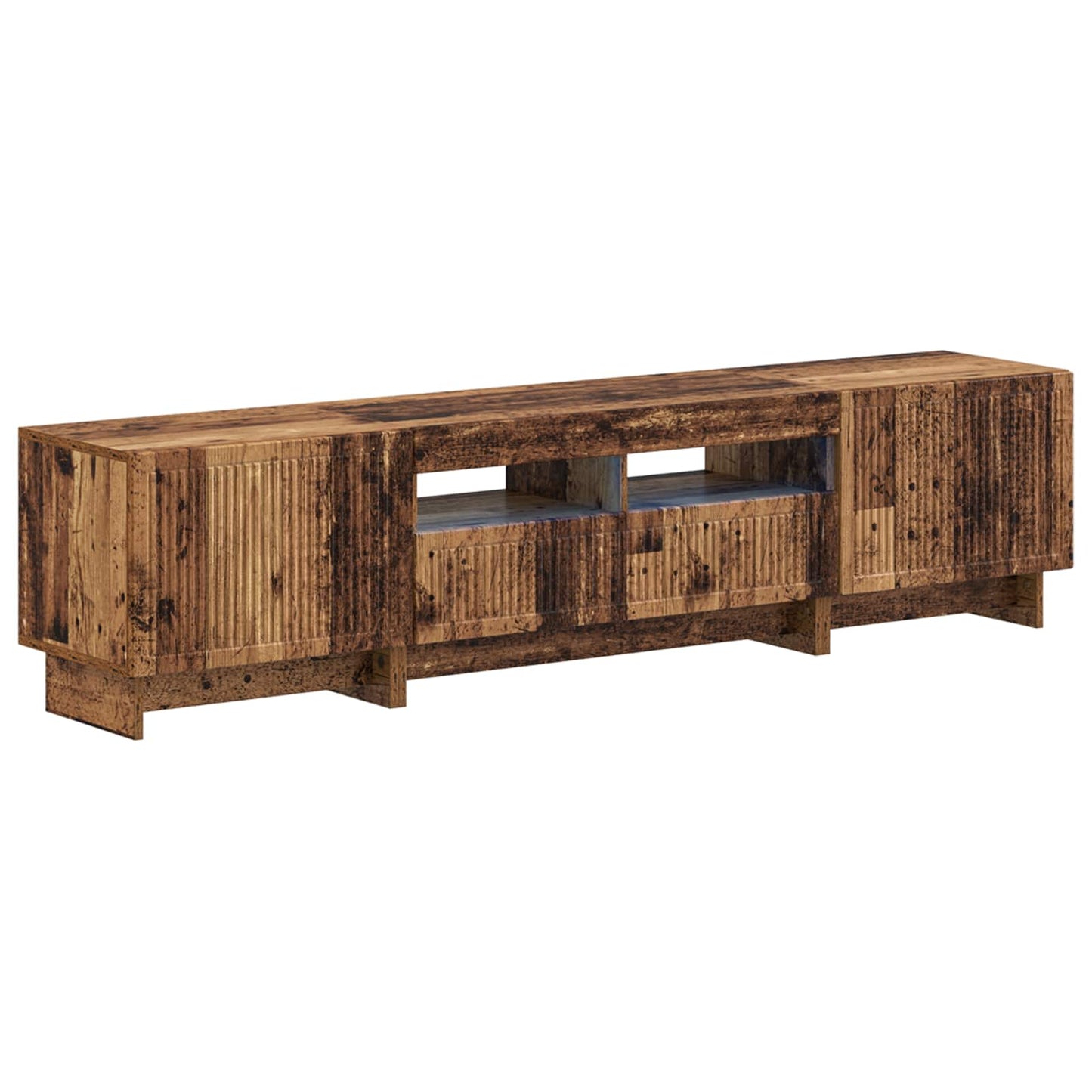 5 Piece LED TV Cabinet Old Wood Engineered Wood