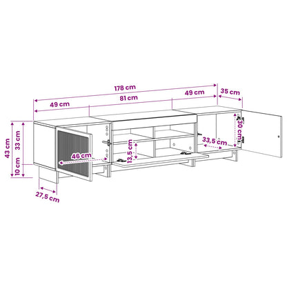 5 Piece LED TV Cabinet Old Wood Engineered Wood