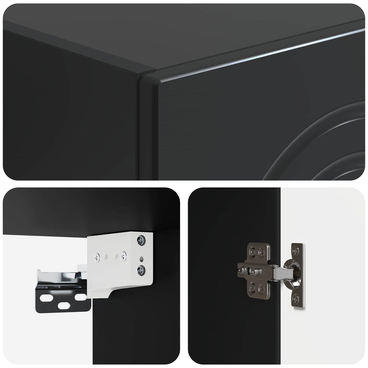 Cabinet Set 2 pcs Black Engineered Wood