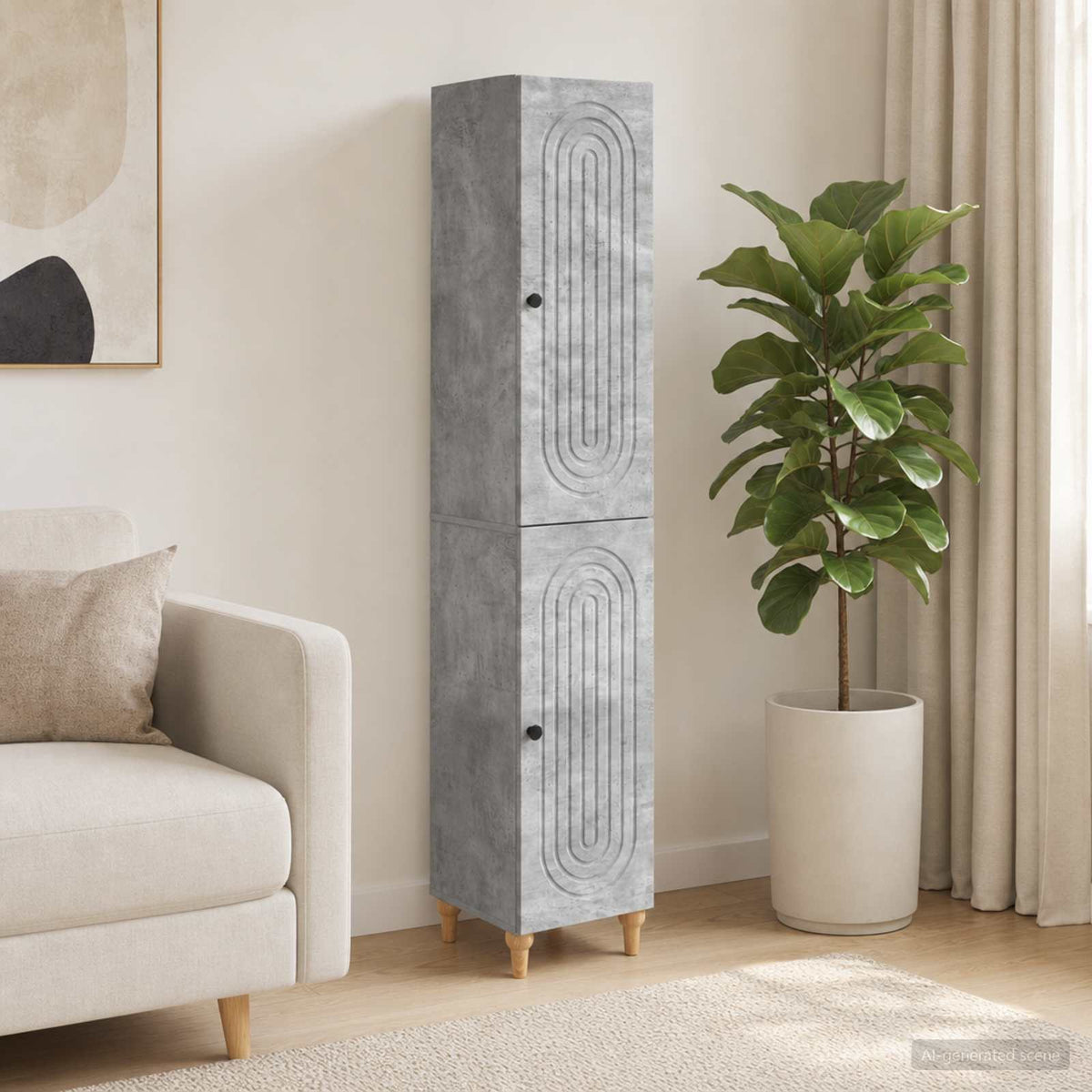 Cabinet Set 2 pcs Concrete Grey Engineered Wood