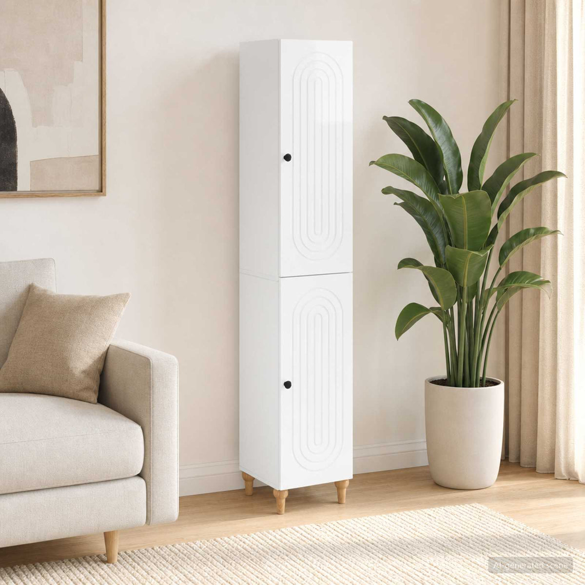 Cabinet Set 2 pcs High Gloss White Engineered Wood