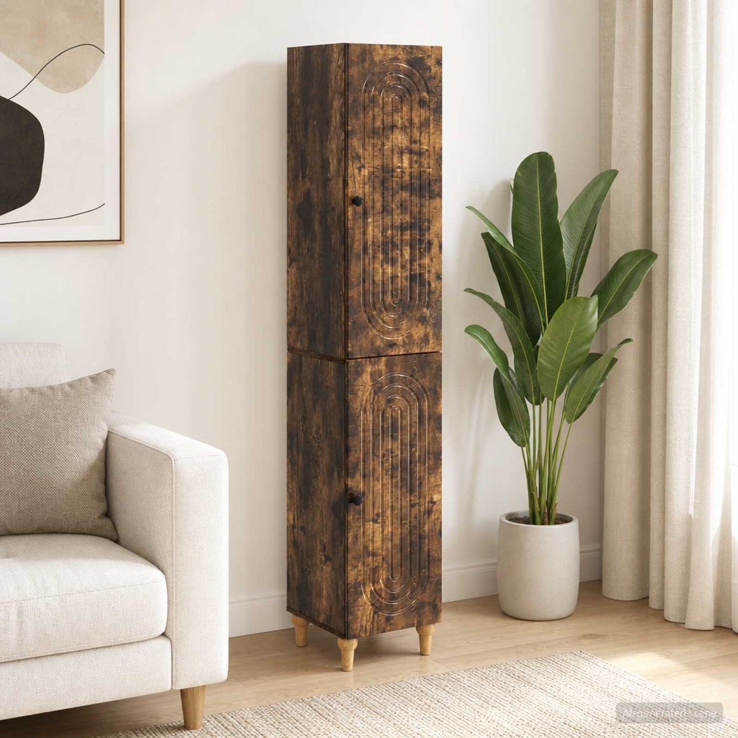 Cabinet Set 2 pcs Smoked Oak Engineered Wood