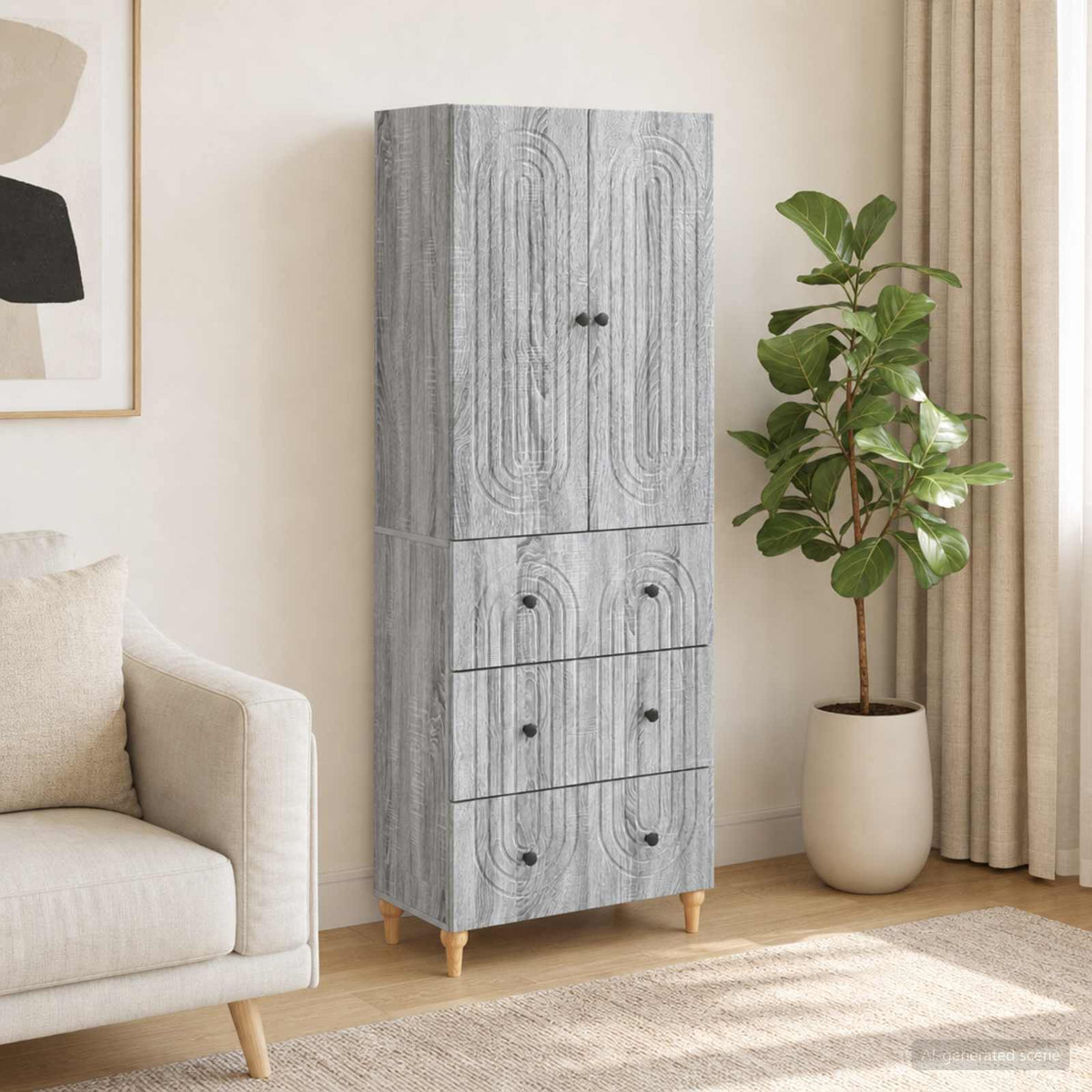 Cabinet Set 2 pcs Grey Sonoma Engineered Wood