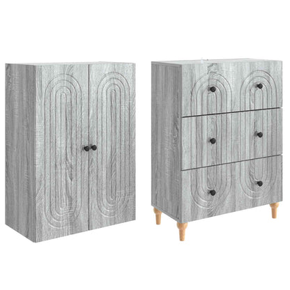 Cabinet Set 2 pcs Grey Sonoma 66 x 34.5 x 90 cm Engineered Wood