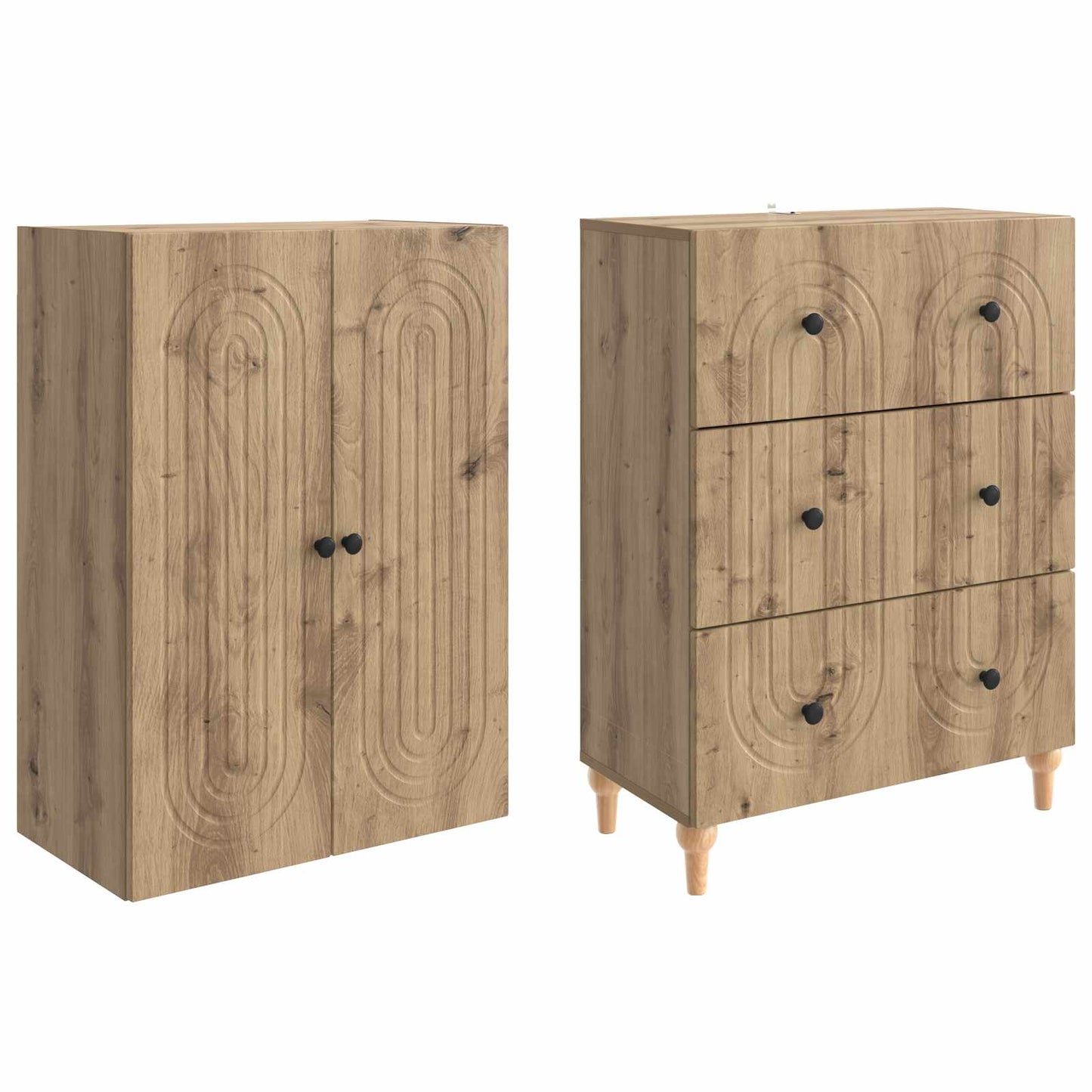 Cabinet Set 2 pcs 66 x 34.5 x 90 cm Engineered Wood
