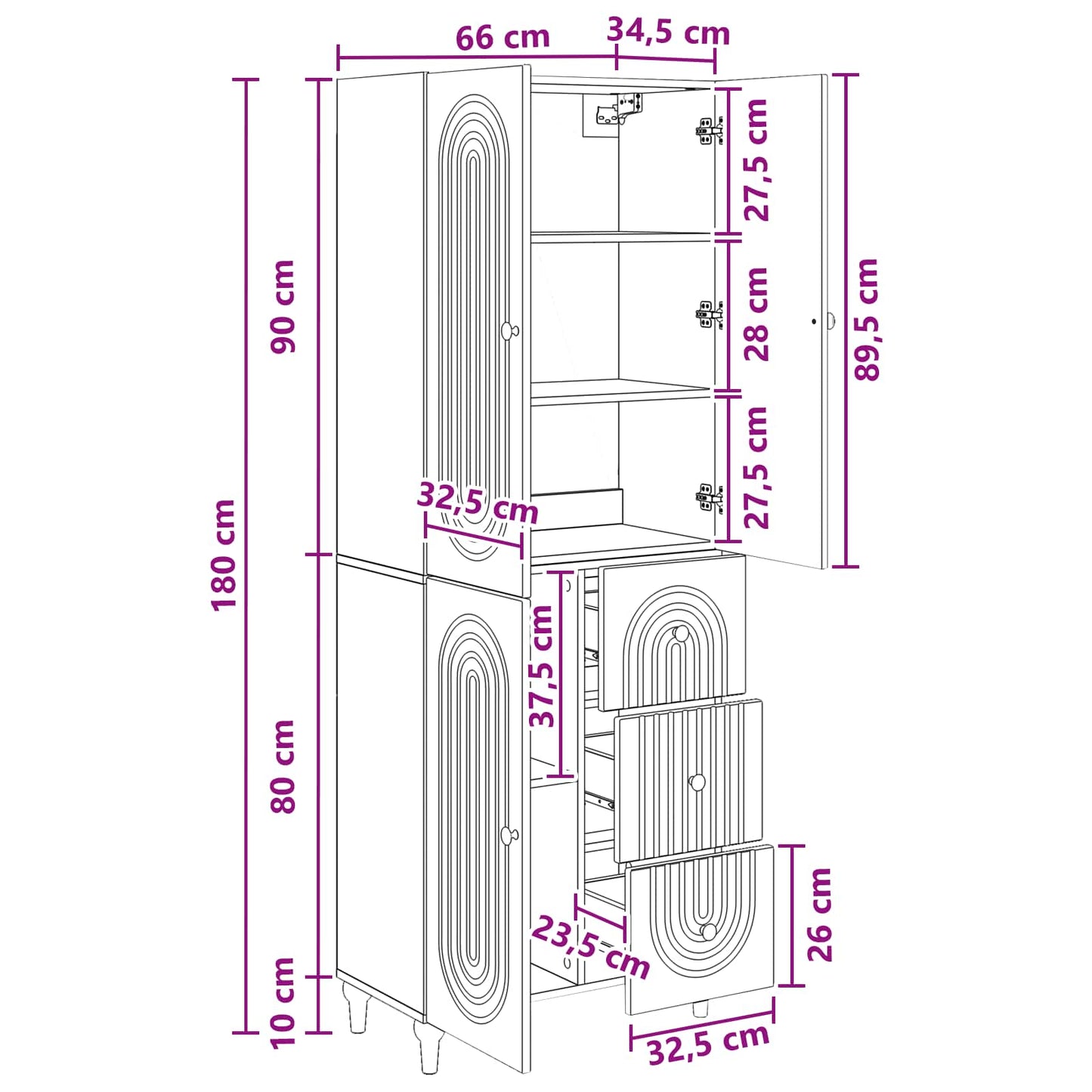 Cabinet Set 2 pcs 66 x 34.5 x 90 cm Engineered Wood