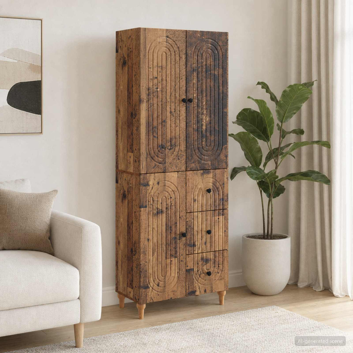 Cabinet Set 2 pcs Engineered Wood