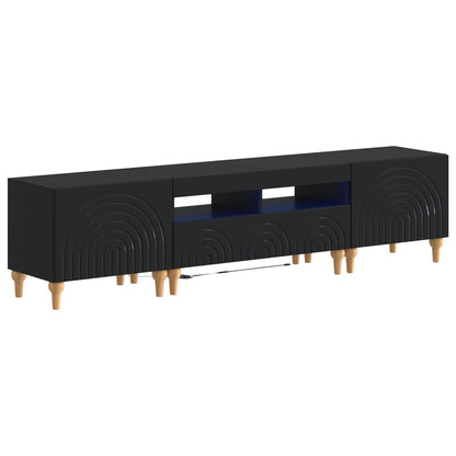 3 Piece LED TV Cabinet Black Engineered Wood