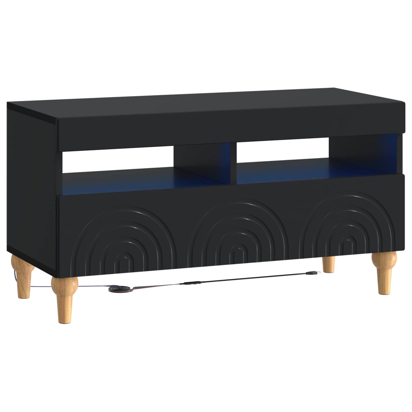 3 Piece LED TV Cabinet Black Engineered Wood