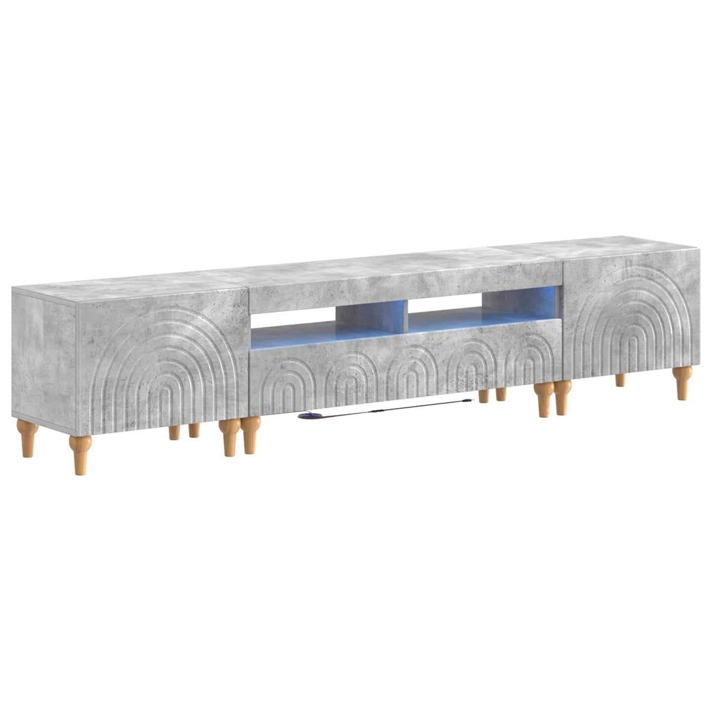 3 Piece LED TV Cabinet Concrete Grey Engineered Wood