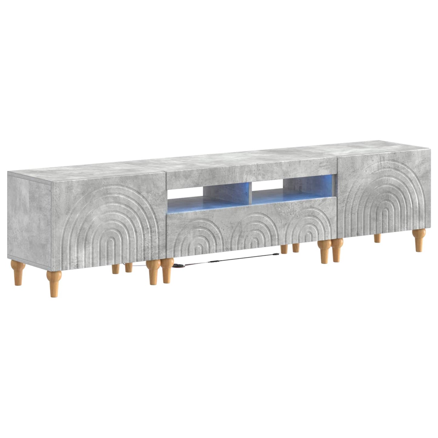 3 Piece LED TV Cabinet Concrete Grey Engineered Wood