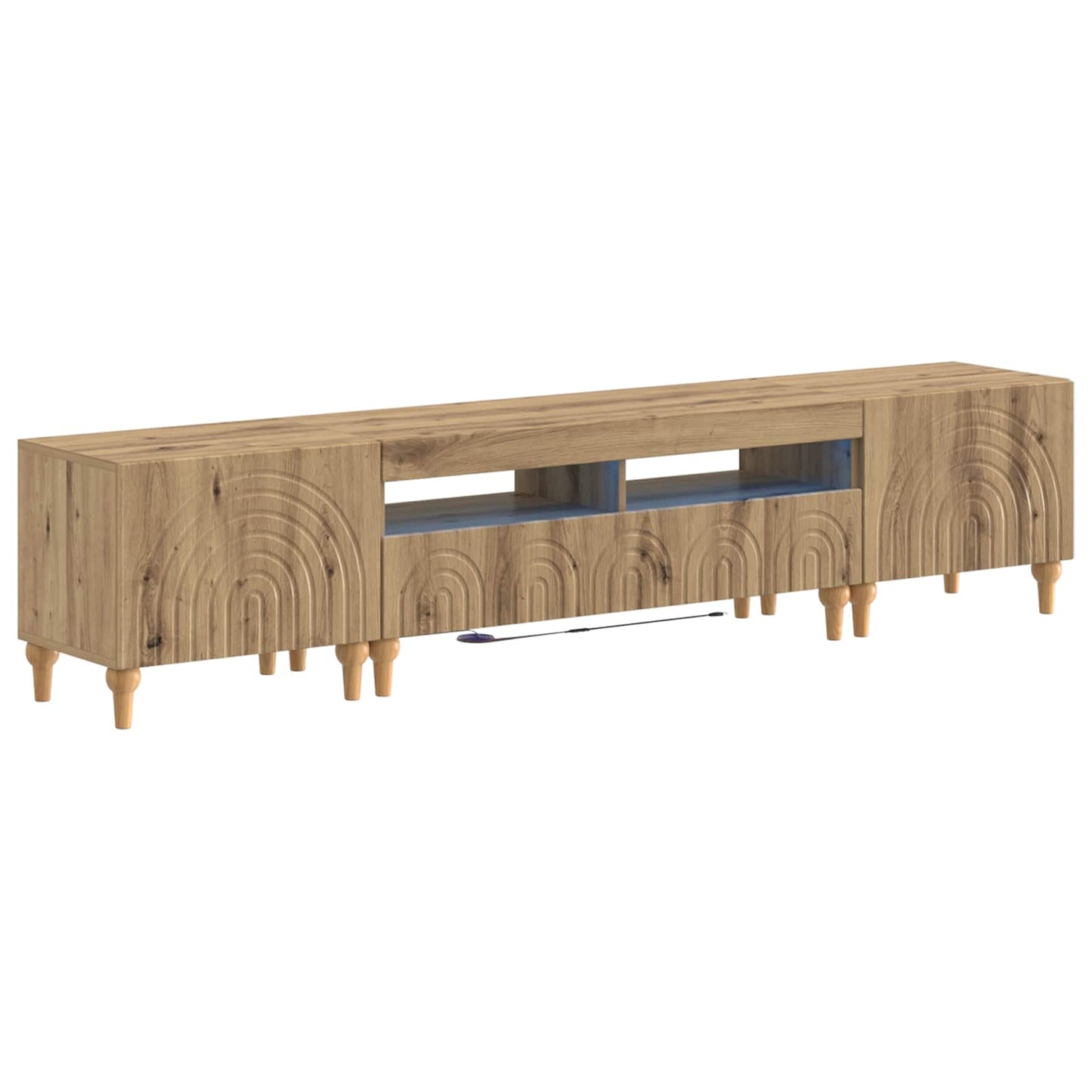 3 Piece LED TV Cabinet Artisan Oak Engineered Wood