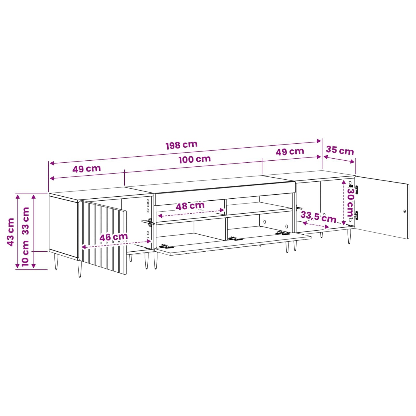 5 Piece LED TV Cabinet Black Engineered Wood