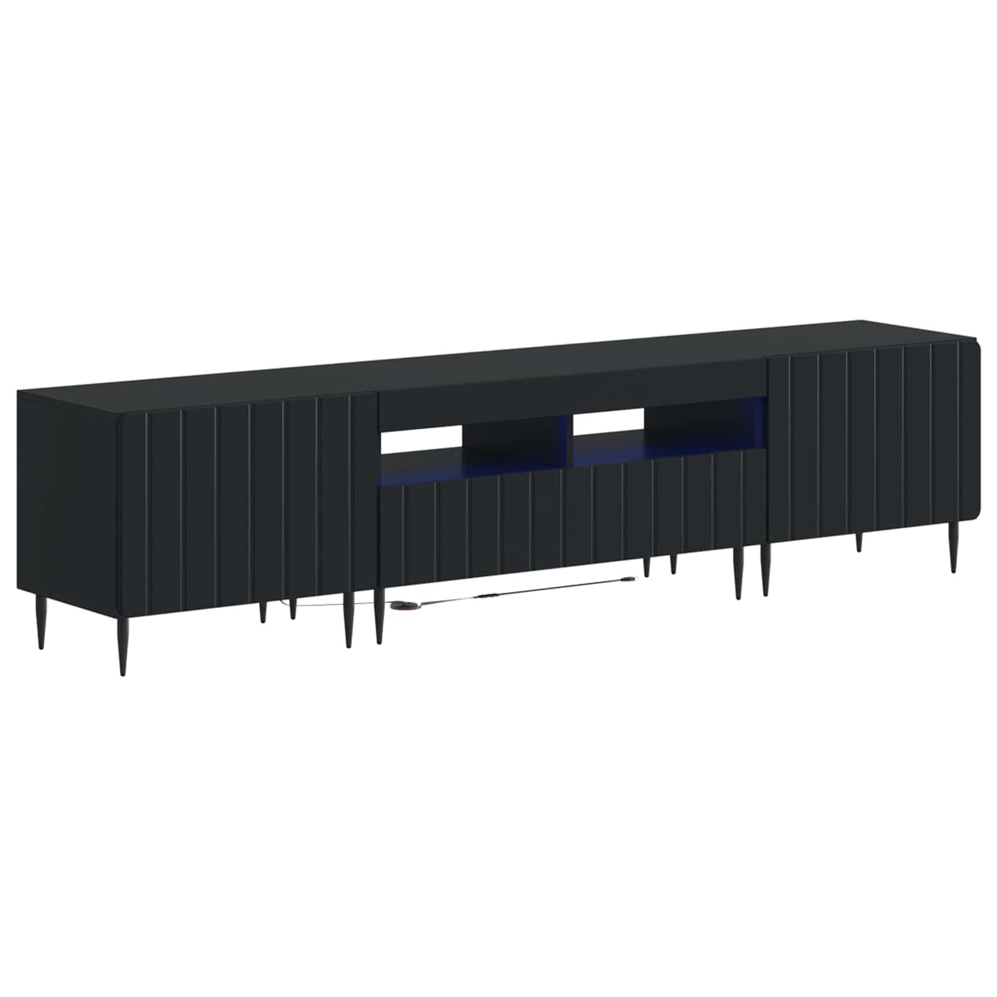 5 Piece LED TV Cabinet Black Engineered Wood