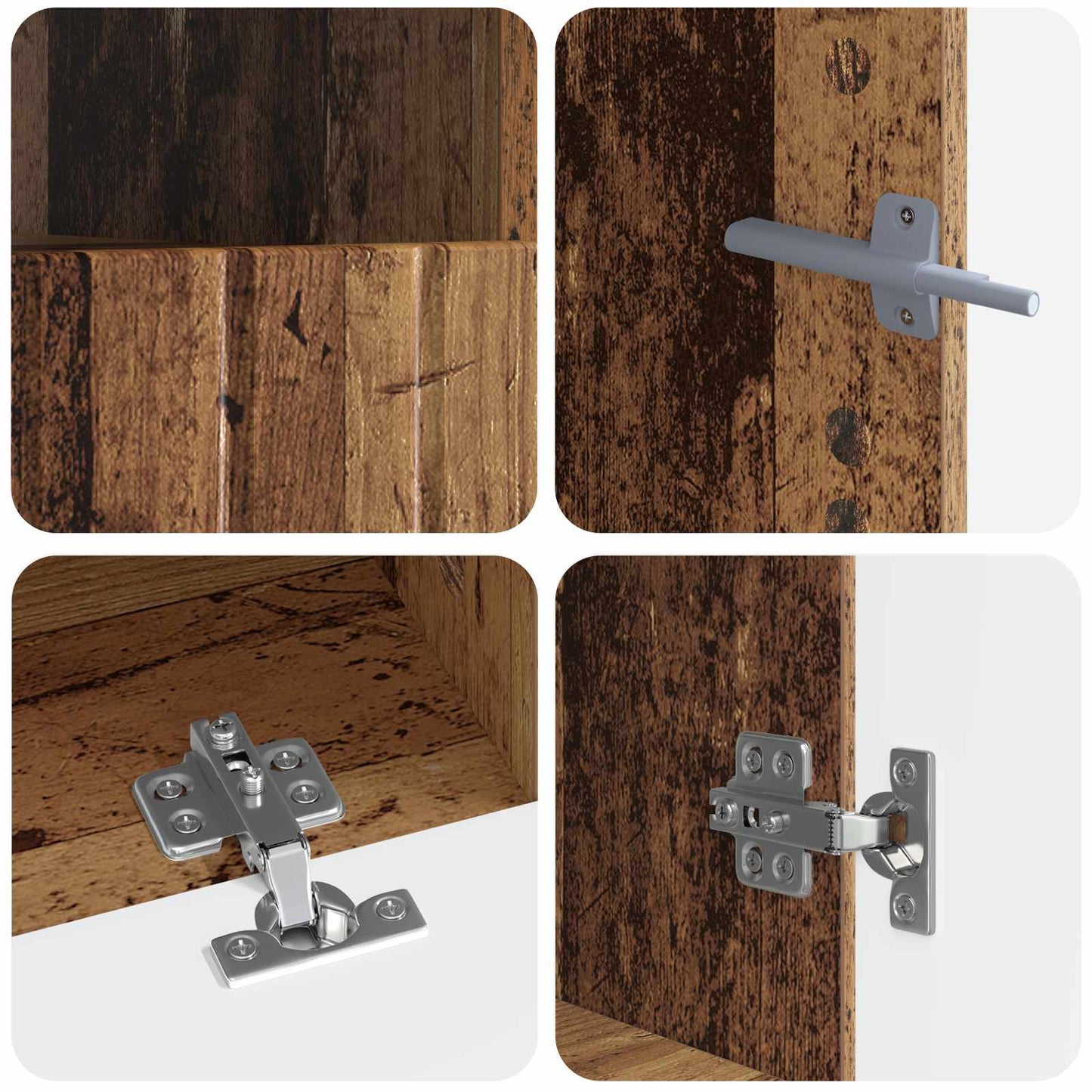 5 Piece LED TV Cabinet Old Wood Engineered Wood