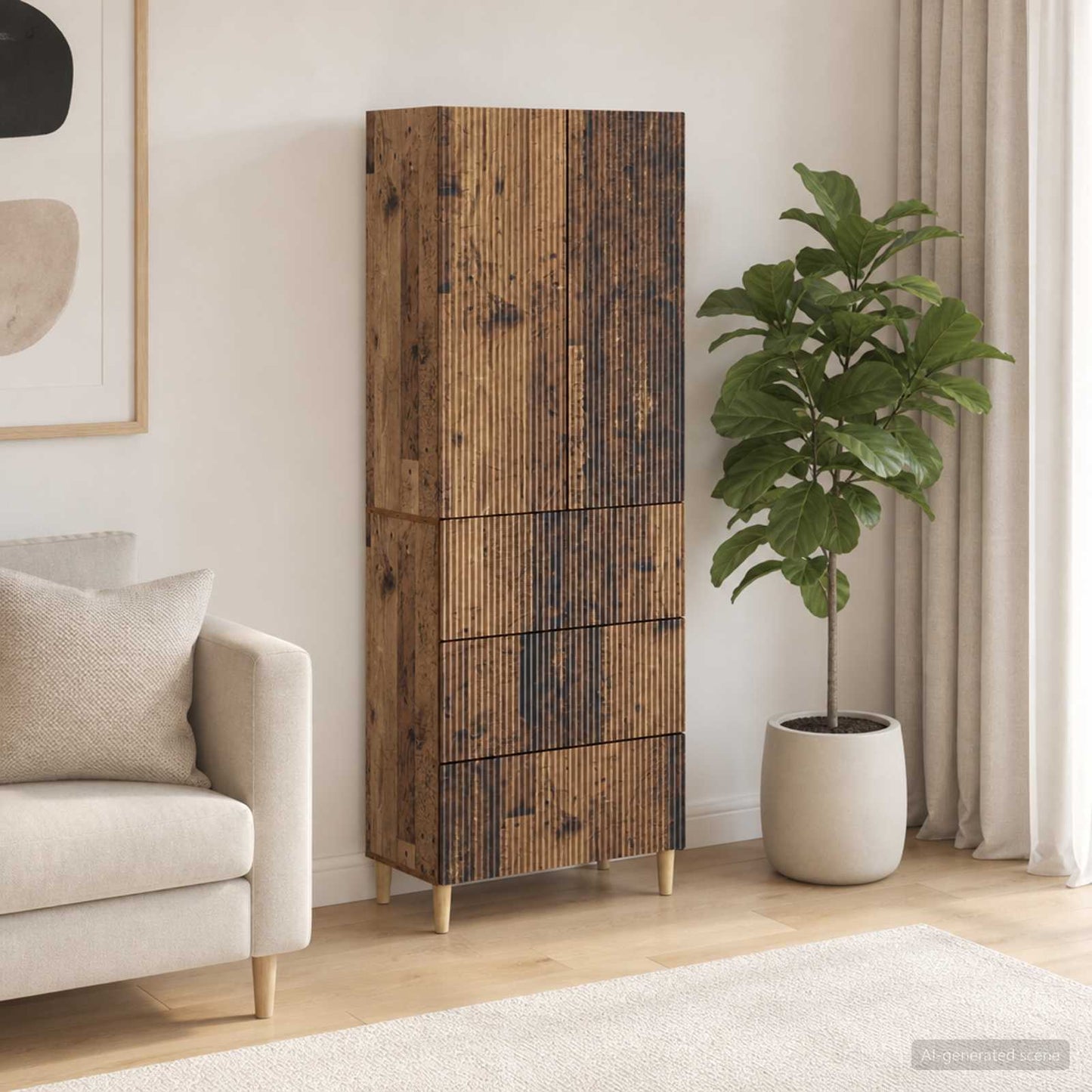 Cabinet Set 2 pcs Engineered Wood