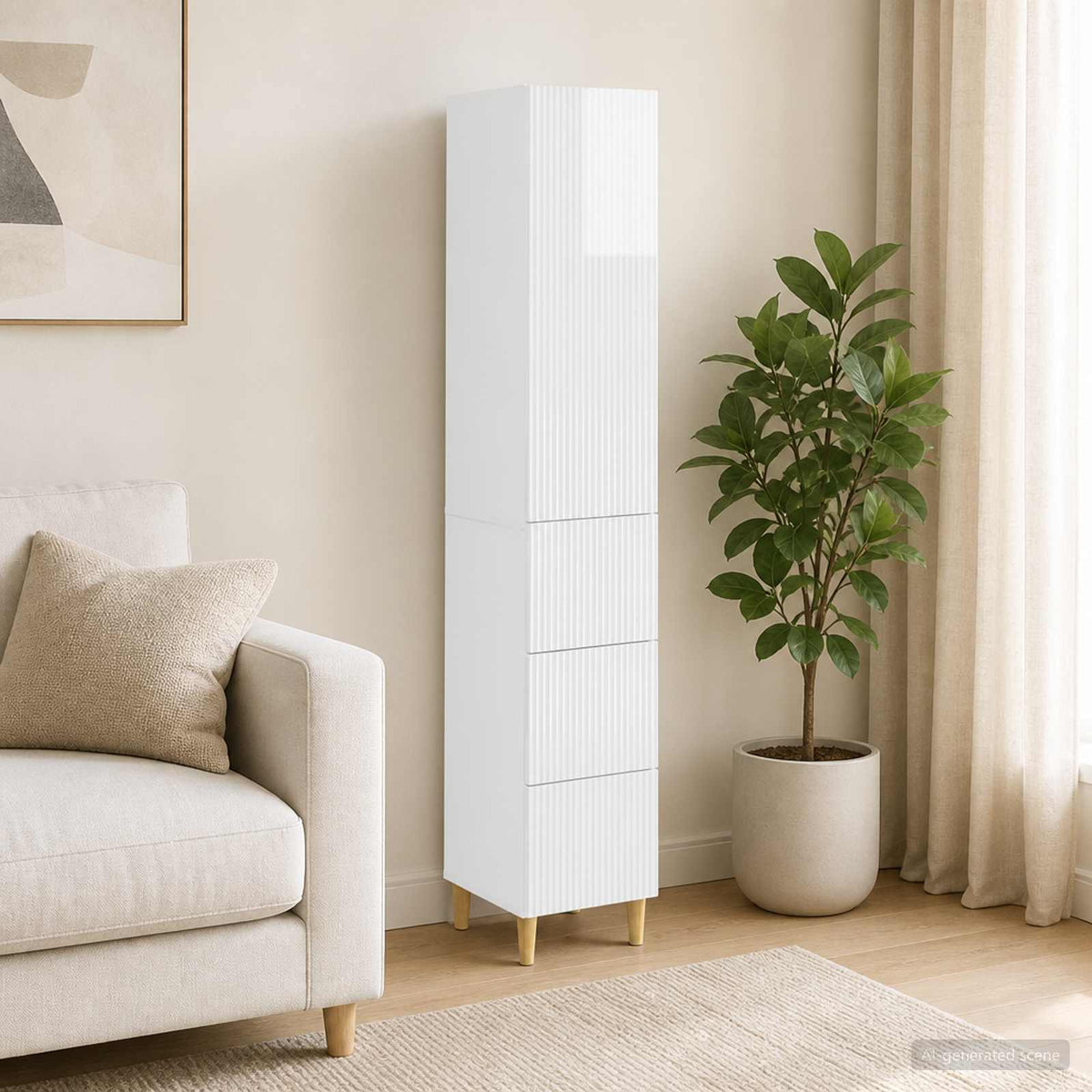 Cabinet Set 2 pcs High Gloss White Engineered Wood