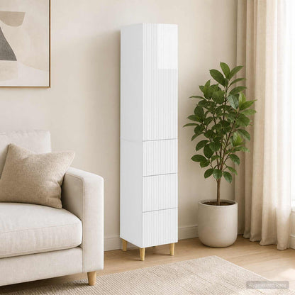 Cabinet Set 2 pcs High Gloss White Engineered Wood