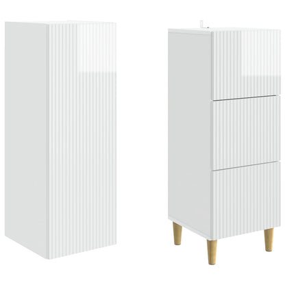 Cabinet Set 2 pcs High Gloss White 33 x 34.5 x 90 cm
