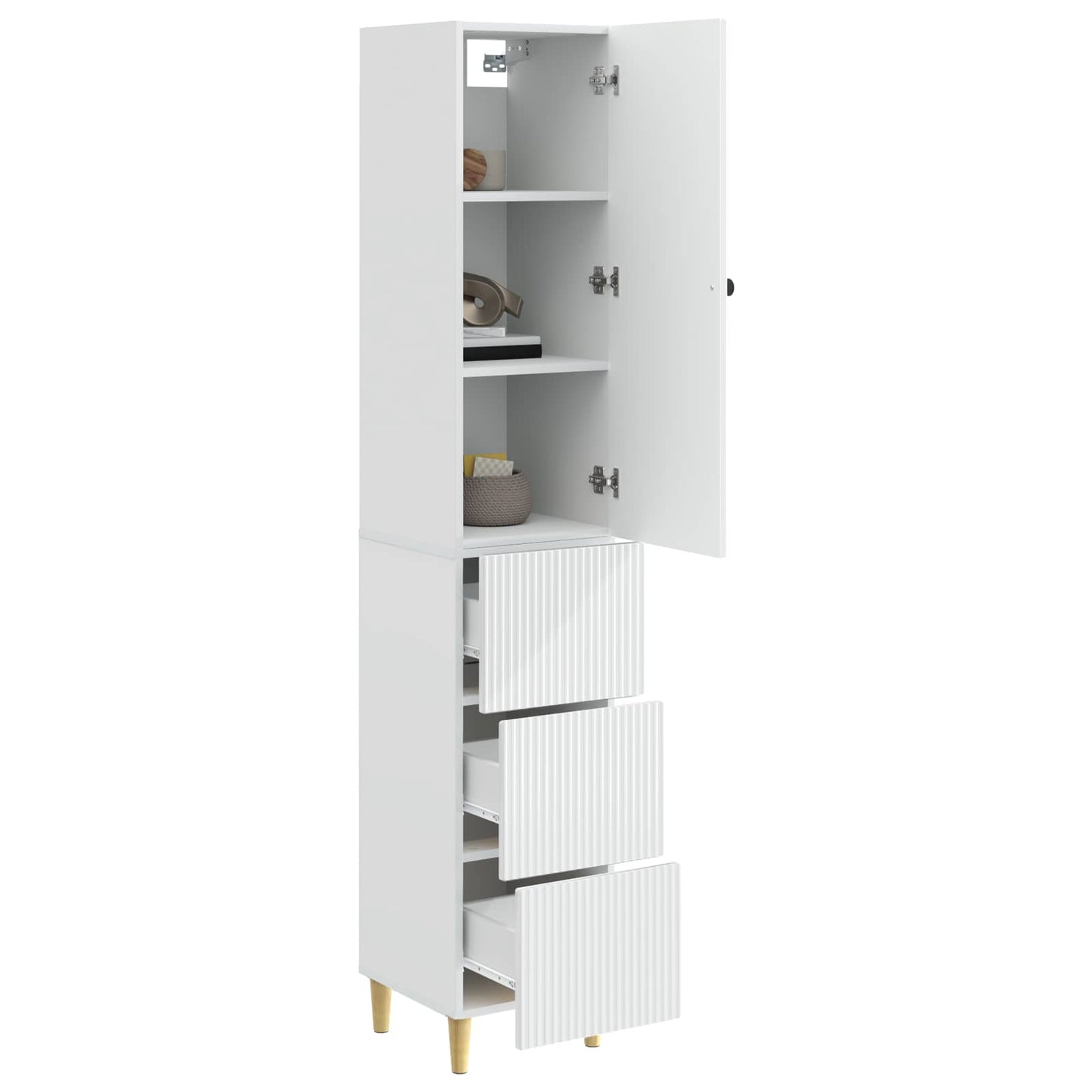 Cabinet Set 2 pcs High Gloss White 33 x 34.5 x 90 cm