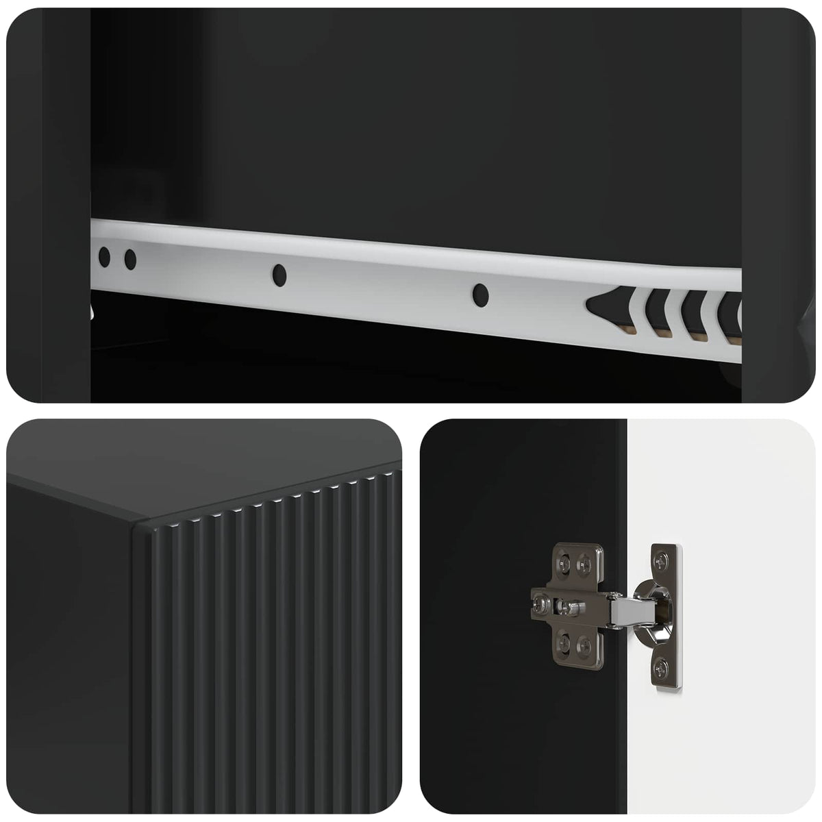 Cabinet Set 2 pcs Black Engineered Wood