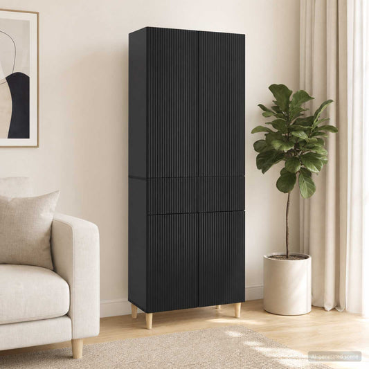Cabinet Set 2 pcs Black Engineered Wood