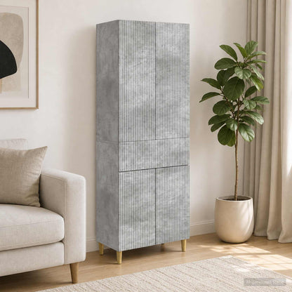 Cabinet Set 2 pcs Concrete Grey Engineered Wood