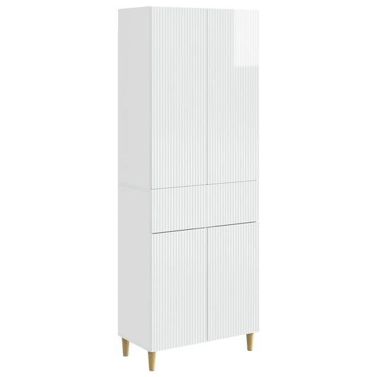 Cabinet Set 2 pcs High Gloss White Engineered Wood