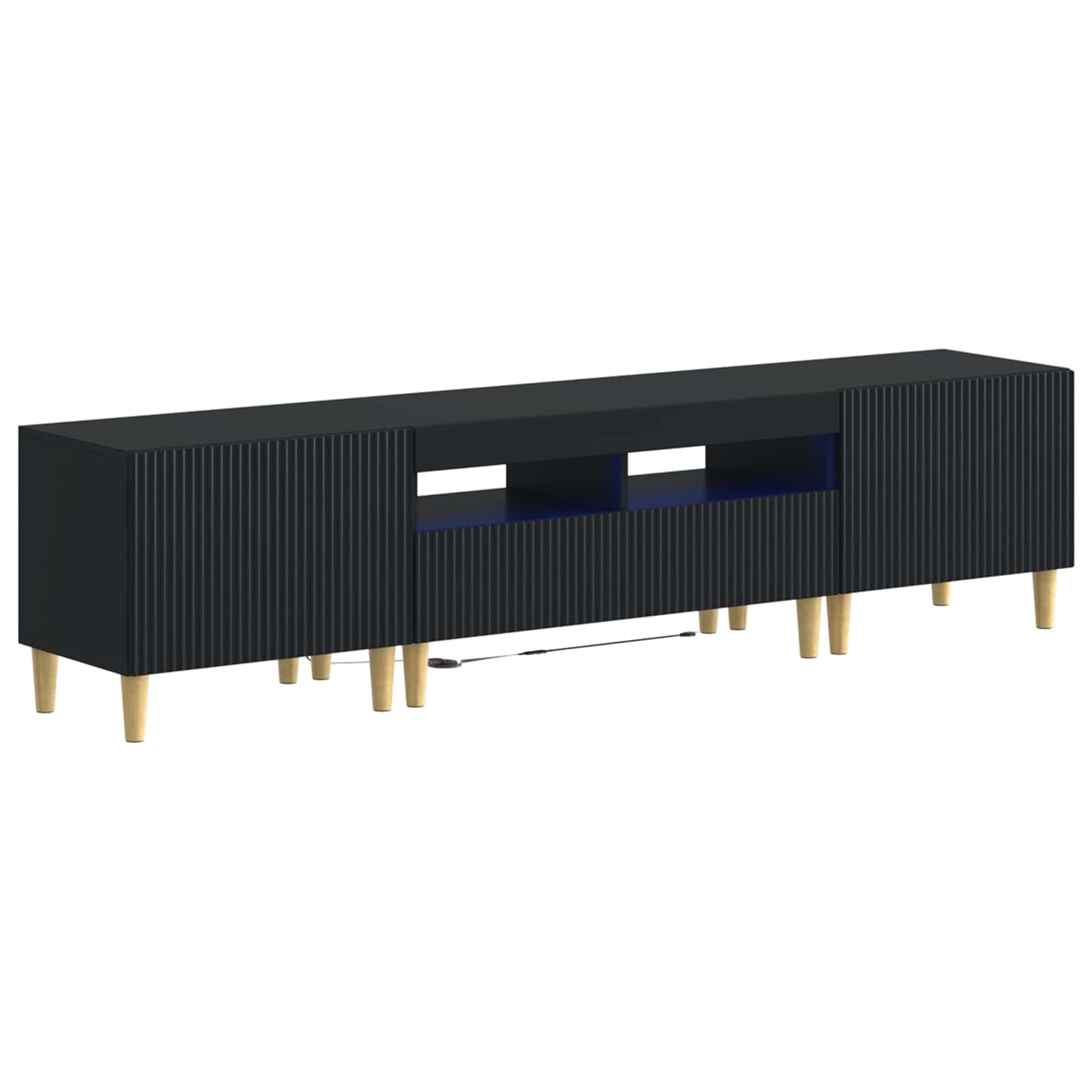 5 Piece LED TV Cabinet Black Engineered Wood