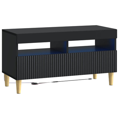 5 Piece LED TV Cabinet Black Engineered Wood