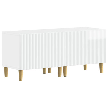 5 Piece LED TV Cabinet High Gloss White Engineered Wood