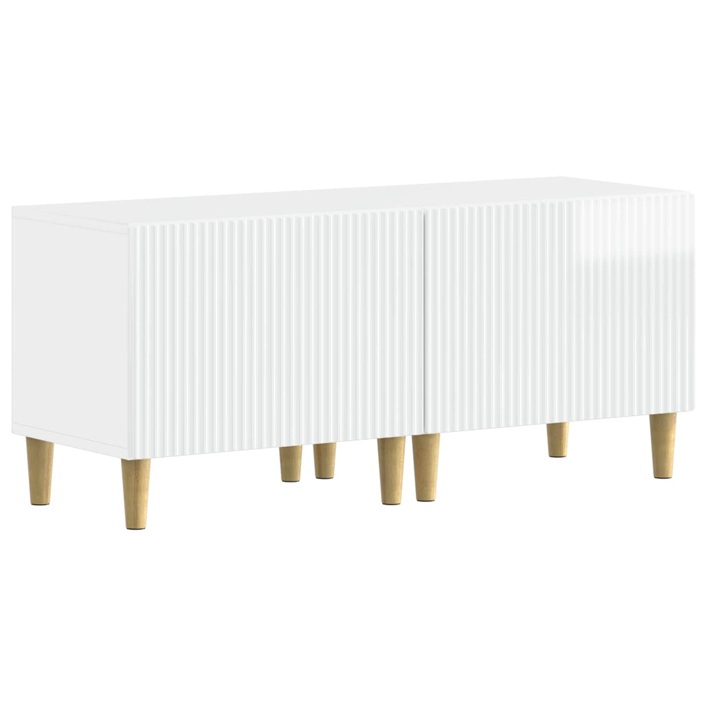 5 Piece LED TV Cabinet High Gloss White Engineered Wood