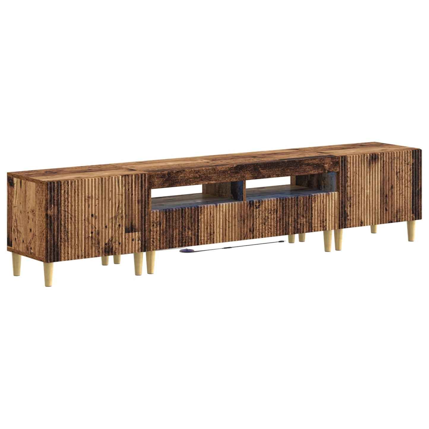 5 Piece LED TV Cabinet Old Wood Engineered Wood
