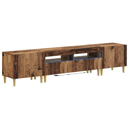 5 Piece LED TV Cabinet Old Wood Engineered Wood