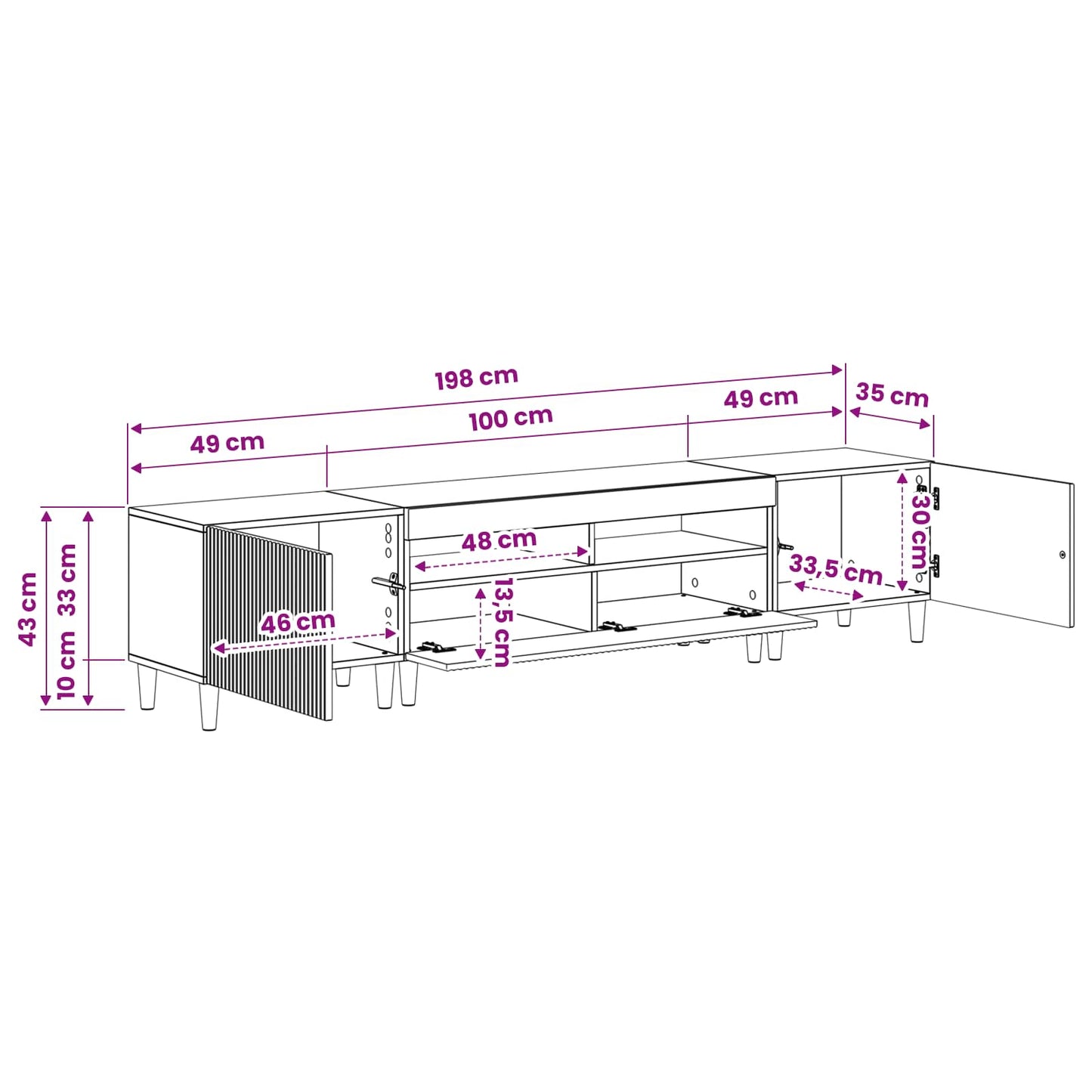 5 Piece LED TV Cabinet Old Wood Engineered Wood