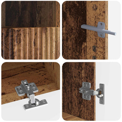 5 Piece LED TV Cabinet Old Wood Engineered Wood