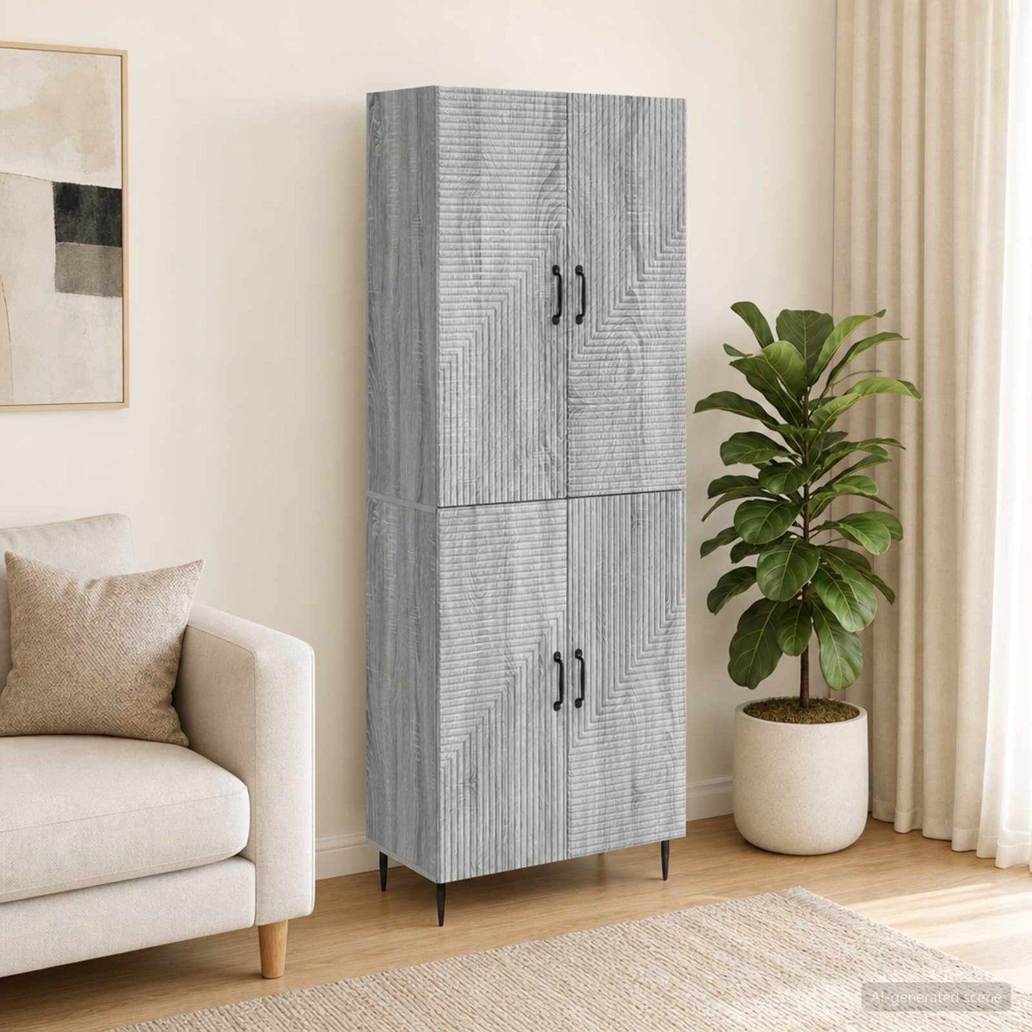 Cabinet Set 2 pcs Grey Sonoma Engineered Wood