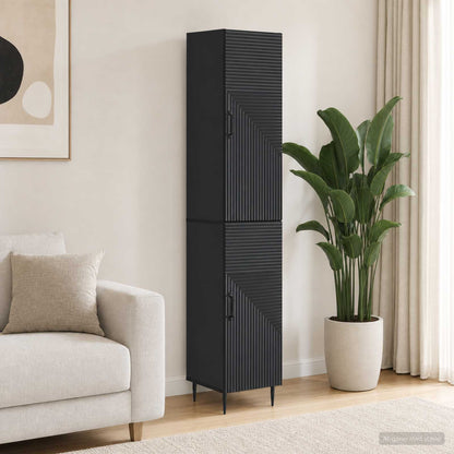 Cabinet Set 2 pcs Black Engineered Wood