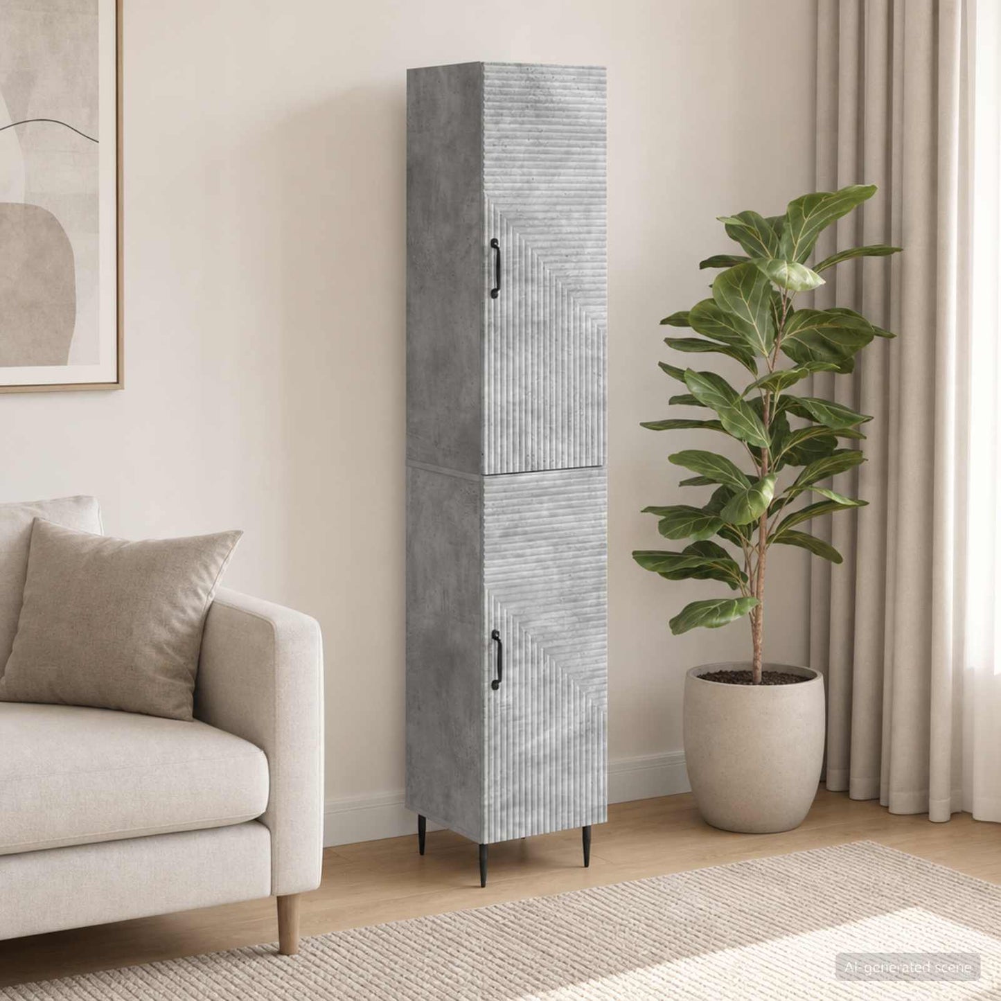 Cabinet Set 2 pcs Concrete Grey Engineered Wood