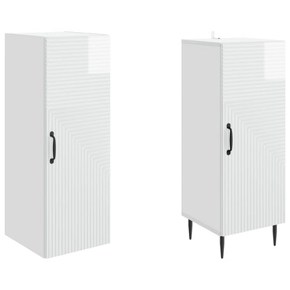 Cabinet Set 2 pcs High Gloss White 33 x 34.5 x 89.5 cm