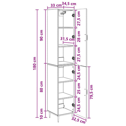 Cabinet Set 2 pcs High Gloss White 33 x 34.5 x 89.5 cm