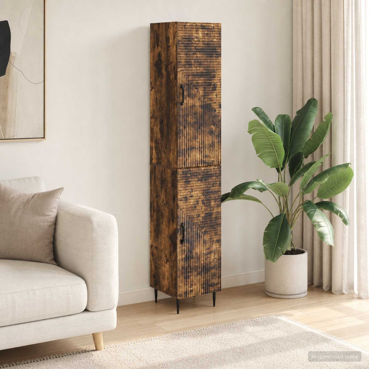 Cabinet Set 2 pcs Smoked Oak Engineered Wood