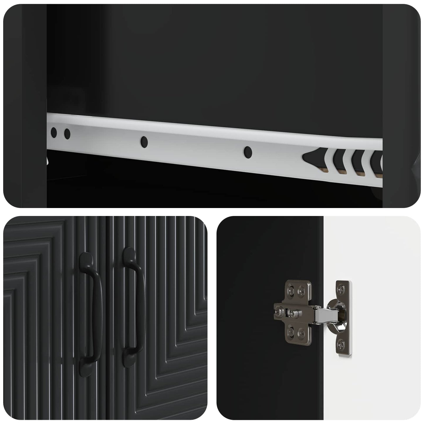 Cabinet Set 2 pcs 66 x 34.5 x 90 cm Engineered Wood Black