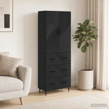 Cabinet Set 2 pcs 66 x 34.5 x 90 cm Engineered Wood Black