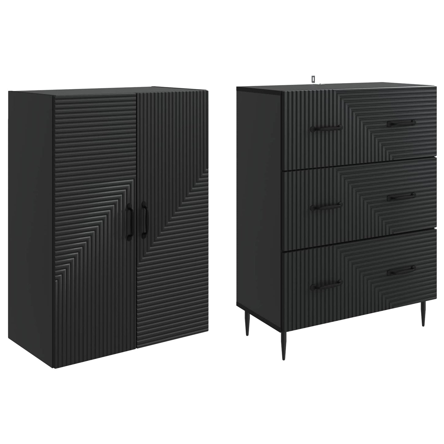 Cabinet Set 2 pcs Black 66 x 34.5 x 90 cm Engineered Wood