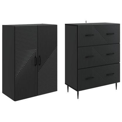 Cabinet Set 2 pcs Black 66 x 34.5 x 90 cm Engineered Wood
