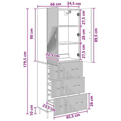 Cabinet Set 2 pcs 66 x 34.5 x 90 cm Engineered Wood Black