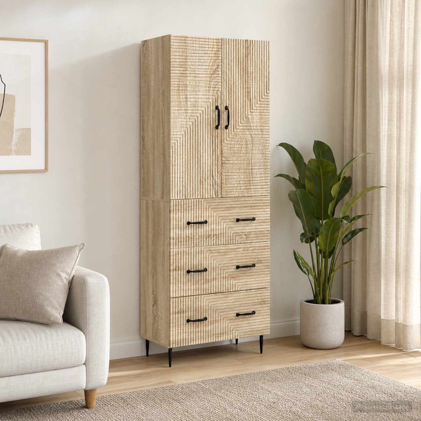 Cabinet Set 2 pcs 66 x 34.5 x 90 cm Engineered Wood Sonoma Oak