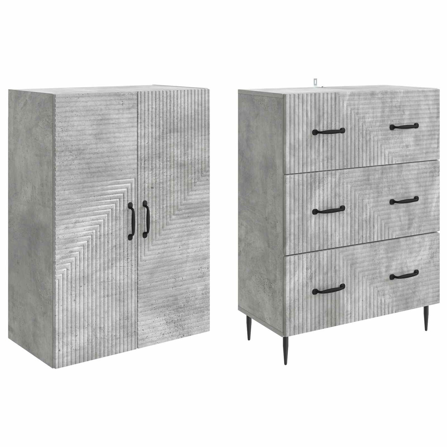 Cabinet Set 2 pcs Concrete Grey 66 x 34.5 x 90 cm